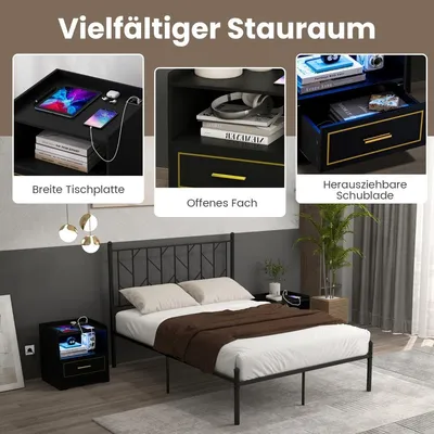 Immagine prodotto di Set comodino a LED da 2 pezzi con ricarica USB e Type-C