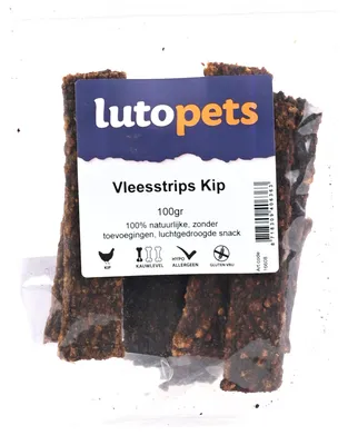 Produktbild von Lutopets Fleischstreifen Huhn – 100 g – Getrocknete Hühnerstreifen für Hunde