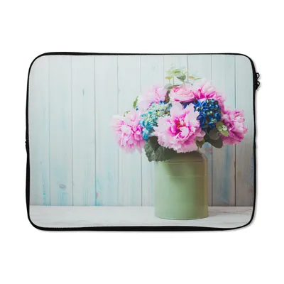Produktbild von MuchoWow® Laptop Hülle 17 Zoll Laptoptasche Blumen - Farben - Stilleben - Zipper - Schutzabdeckung