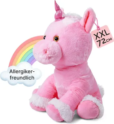 Immagine prodotto di Monzana Unicorno XL Peluche Rosa per Neonati e Bambini Ipoallergenico Grande 72 cm Pupazzo Peluche Morbido