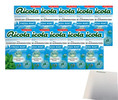 Produktbild von Ricola Fresh Mint Ohne Zucker (10x50g Packung) VPE + usy Block