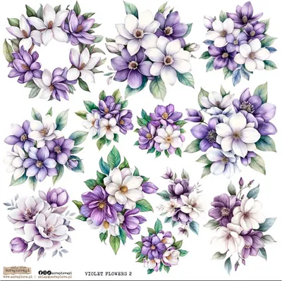 Produktbild von AUFKLEBER ScrapLove Dekor Stickers - Violet Flowers 2 violette Blumen