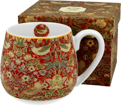 Produktbild von DUO ART GALLERY Fassbecher 430 ml STRAWBERRY THIEF RED New Bone China Porzellan