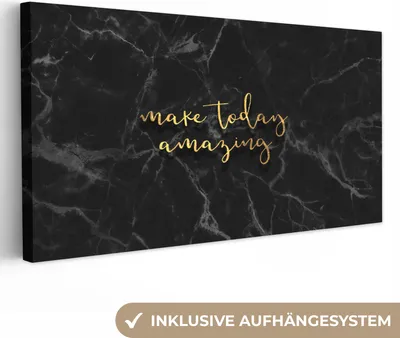 Produktbild von MuchoWow® - Leinwandbilder - Zitate - Motivation - Gold - Marmor, Wandbild, Wanddeko Bilder Wohnzimmer, 80x40 cm