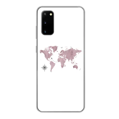 Produktbild von MuchoWow® Handyhülle Schutzhülle Hülle für Samsung Galaxy S20 Weltkarte - Rosa - Flugzeug Silikon Softcase Handy Hülle - Bild