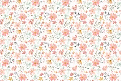 Produktbild von Fototapete Blumen - Vliestapete - Bildtapete UV-beständig Blumenmuster pastell Aquarell Illustration Wandtapete geruchsfrei