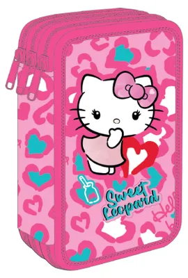 Zdjęcie produktu dla Piórnik potrójny z wyposażeniem Hello Kitty Jumper 3 Pink 2 - PATIO