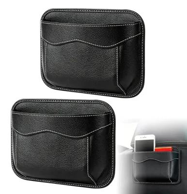 Immagine prodotto di 2 tasche laterali per sedili auto, organizer in ecopelle, dimensioni 17x12x3 cm