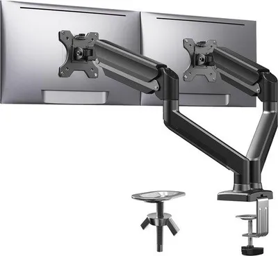 Obrázek produktu pro Držák na dva monitory Famanu, kompatibilní s monitory o velikosti 17-32 palců (standard VESA), s možností nastavení výšky a rotace