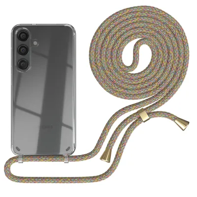Produktbild von EAZY CASE Handykette kompatibel mit Samsung Galaxy S24, Handyhülle mit Umhängeband, Handykordel, Schutzhülle Clear, Band in Bunt
