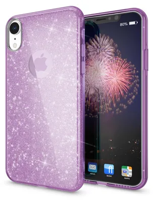 Produktbild von NALIA Hülle für iPhone XR, Handyhülle Glitzer Ultra-Slim Silikon-Case Back-Cover Lila
