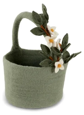 Produktbild von Osterkorb mit Blumen, Filzkorb, Osternest, Blumenkorb, Kinderkorb, Osterdekoration, Geschenkkorb, fairtrade, handgefertigt