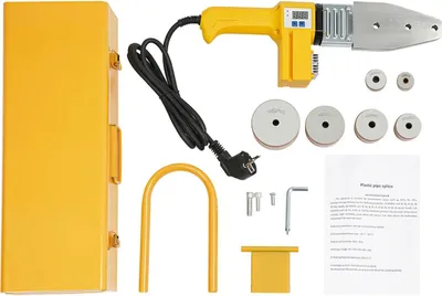 Produktbild von Rohrschweißgerät - Handgerät für Kunststoffrohre PPR/PE/PP/HDPE - 850W 220V AC - 0–380°C regelbar - 6 Heizdorne 20–63 mm - Gelb