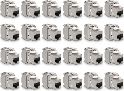 Produktbild von kwmobile 24x Keystone Modul Stecker für CAT 6A Kabel - 10 Gbit/s geschirmt Metall Gehäuse Schnappverschluss CAT Stecker - werkzeugfreier Anschluss an