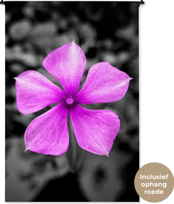 Produktbild von MuchoWow® Wandteppich Wandbehang Blumen - Schwarz - Weiß - Lila 120x180 cm Tapisserie Dekoration Wandtuch - Schlafzimmer - Dekorationen für das Haus