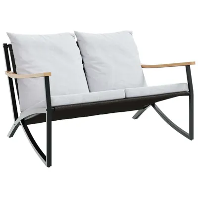 Obrázok produktu pre Záhradná lavička s vankúšmi 120 cm čierna oceľ