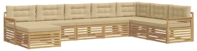 Produktbild von vidaXL Outdoor-Sofagarnitur mit Kissen 8 pcs Weiß und Beige