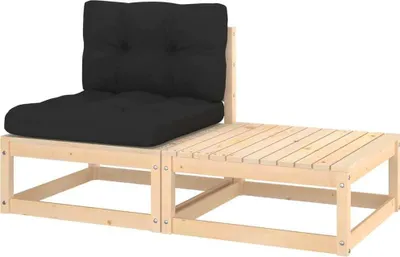 Produktbild von 2-tlg. Garten-Lounge-Set mit Kissen Massivholz Kiefer