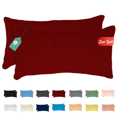 Produktbild von Jersey Kissenbezug 2er Set 40x80 cm 100% Baumwolle Kirschrot