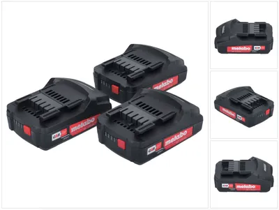 Immagine prodotto di Set di batterie Metabo 3x Li-Power Batteriepack 18 V 2,0 Ah CAS Li-Ion ( 3x 625596000 ) con indicatore di carica