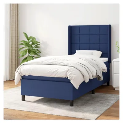 Produktbild von Lattenrost mit Matratze, Blau, 80 x 200 cm, Stoff, Plattformbett, mit Lattenhalter, einfache Montage, für Schlafzimmer, Erwachsene