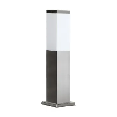 Obrázek produktu pro Čtvercový zahradní sloupek 45 cm 1xE27 stříbrný IP44 SU-MA Inox SS802-450