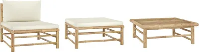 Produktbild von 3-tlg. Garten-Lounge-Set mit Kissen Bambus