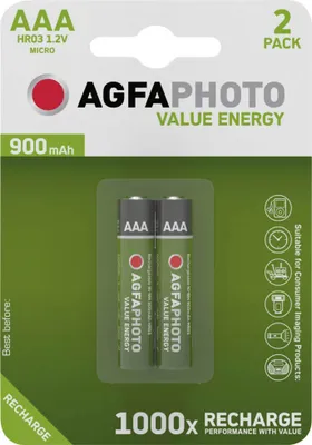Image de AgfaPhoto Power 1000 - Batterie 2 x AAA-Typ - NiMH - (wiederaufladbar) - 900 mAh