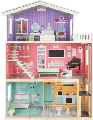 Immagine prodotto di Grande casa delle bambole mobili/accessori in legno 3 livelli di gioco Casa delle bambole 22030