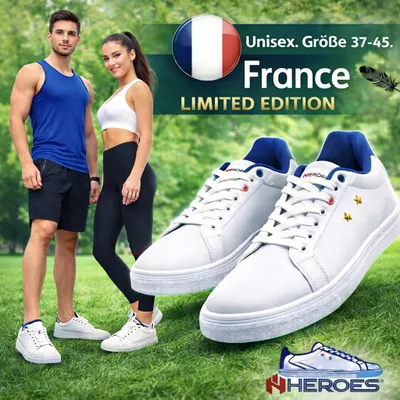 Produktbild von Weiße Sneakers Damen Herren Turnschuhe Sportschuhe bequem leicht France Tennis Freizeit Sport Gr. 38
