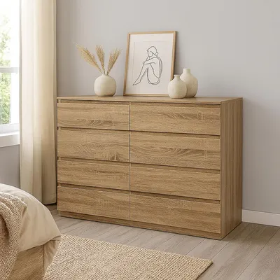 Produktbild von Kommode mit 8 grifflosen Schubladen Sonoma