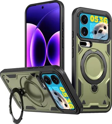 Produktbild von Dual Layer Hülle für Xiaomi 17 Pro mit Ring Ständer Magnetisch Stoßfest Handyhülle Grün