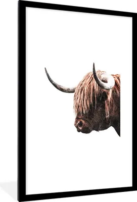 Produktbild von MuchoWow® MuchoWow® Gerahmtes Poster Schottische Hochlandrind - Tiere - Kühe 60x90 cm - Poster mit zchwarzem Bilderrahmen - Dekoration - Wandposter Wohnzimmer - Hochwertig