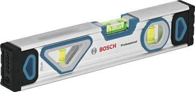 Produktbild von Bosch Professional Wasserwaage 25 cm mit Magnet System (rundum ablesbar, Aluminium-Gehäuse, robuste Endkappen) - Amazon Exclusive Set