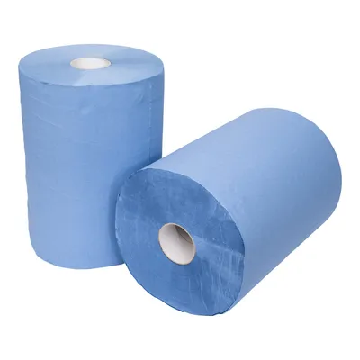 Produktbild von STIER Putzpapier Rollen, 2 Rollen, blau, 3-lagig, Putzrollen, Länge 36,5 cm x Breite 35 cm, saugstarke Reinigungstücher, reißfeste Putztücher aus 100% Zellstoff