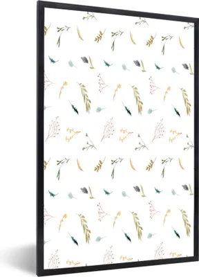 Produktbild von MuchoWow® MuchoWow® Gerahmtes Poster Blumen - Muster - Pastell 20x30 cm - Poster mit zchwarzem Bilderrahmen - Drucken - Bilder Poster im Rahmen