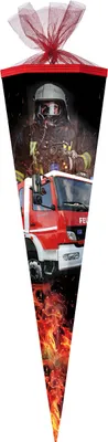 Obrázek produktu pro Školní kužel / cukrový kužel / 85 cm / čtverec / "Hasiči"