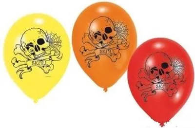 Image de Ballons de HALLOWEEN "Squelette", 22 cm, 6 pièces.