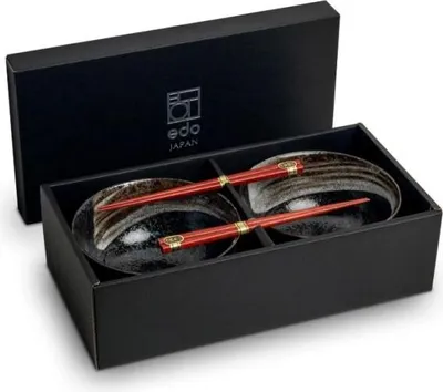 Produktbild von Edo Japan | Udon Schalen Set - Schwarz - 4 Teile - Essgeschirr - Servierschalen
