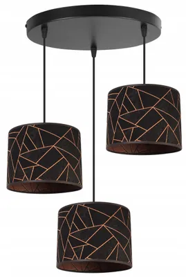 Produktbild von Kronleuchter Pendelleuchte mit Kupfer Muster – Moderne Hängelampe mit Lampenschirm, Deckenlampe für Wohnzimmer und Esszimmer