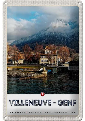 Produktbild von Blechschild Reise 20x30cm Villeneuve-Genf Schweiz Wälder wandern