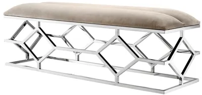 Produktbild von Casa Padrino Luxus Sitzbank Grau / Silber 140 x 45 x H. 48 cm - Luxus Möbel