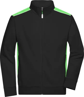 Produktbild von Sweat-Jacke mit Stehkragen und Kontrasteinsätzen black/lime-green, Gr. 5XL