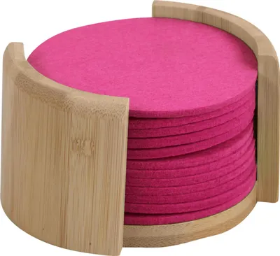 Immagine prodotto di KESPER Sottobicchieri 12 pezzi, diametro 10 cm, bambù/feltro, rosa