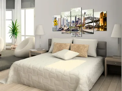 Produktbild von Akustikbild Australien 200x100 cm Bilder Akustikschaum Hochleistungsschallabsorber Schallschutz Leinwand 5 tlg Wandbild Raumakustik Schalldämmung 020113-276