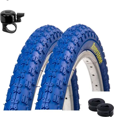Zdjęcie produktu dla 2 x opony rowerowe Roverstone 20" niebieskie 54-406 (20 x 2,125) + 2 dętki DV z dzwonkiem rowerowym
