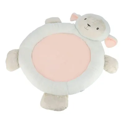 A plush sheep-shaped play mat for babies.