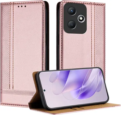 Produktbild von Handyhülle für Infinix Hot 30 Play NFC Leder Flip Klappbare Schutzhülle mit Standfunktion Pink
