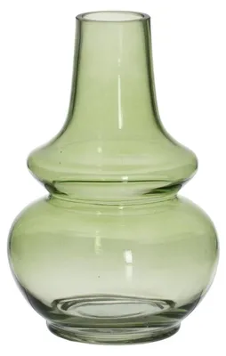 Vase aus grünem Glas, 13 x 13 x 19 cm, Kristall, modern