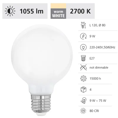 Obrázek produktu pro EGLO 110039, 9 W, 75 W, E27, 1055 lm, Teplá bílá